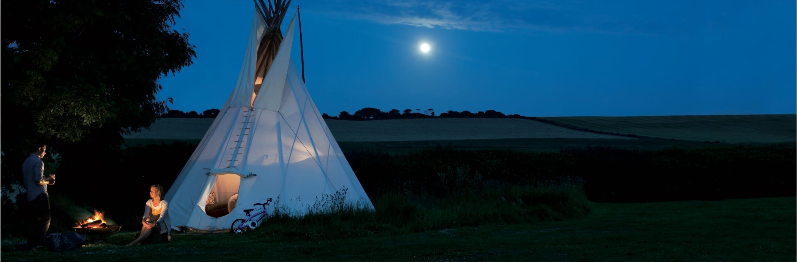 Tipi tent erect in field